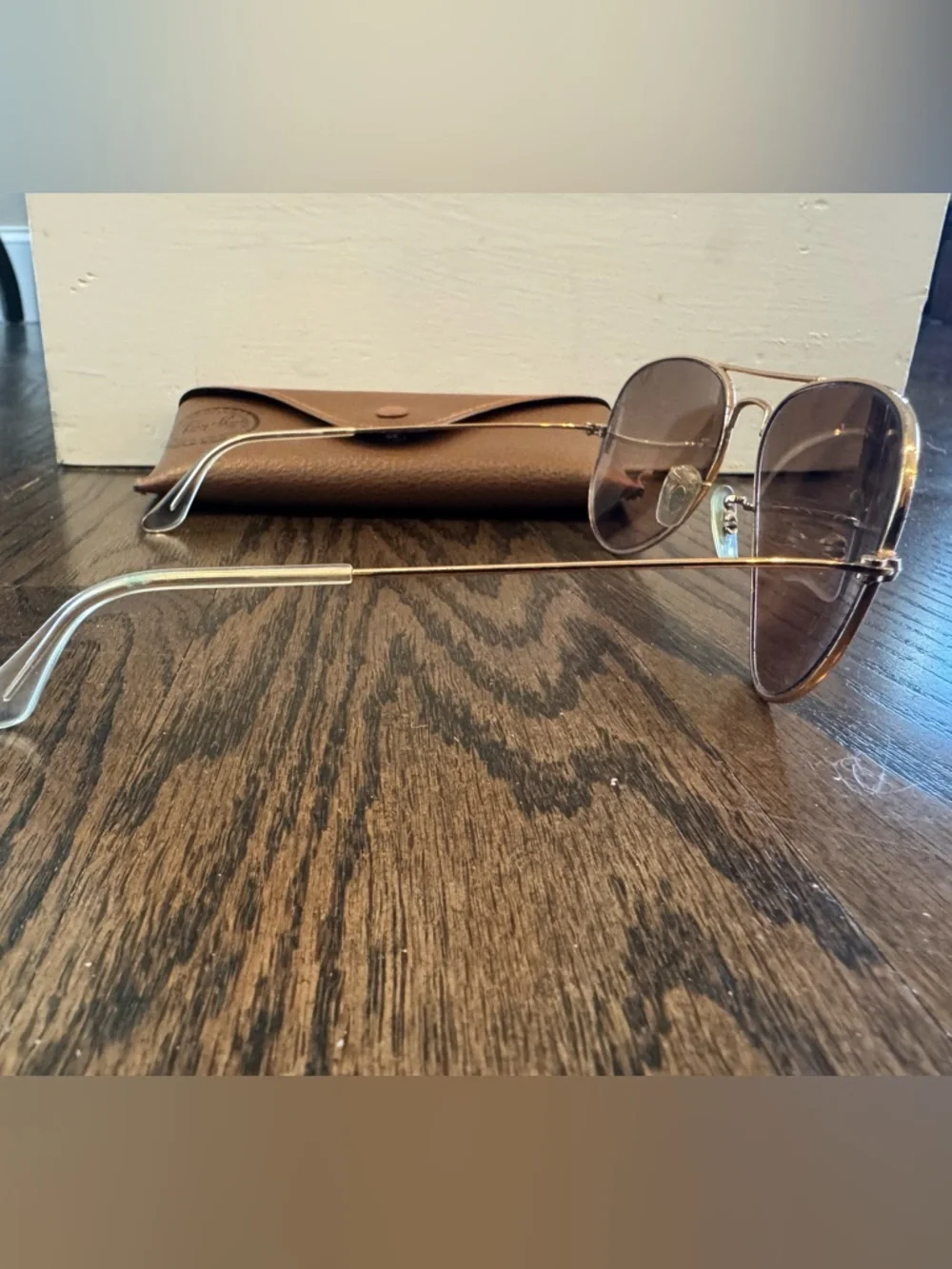 Ray-Ban Gold Frame Brown Lens Aviator Sunglasses